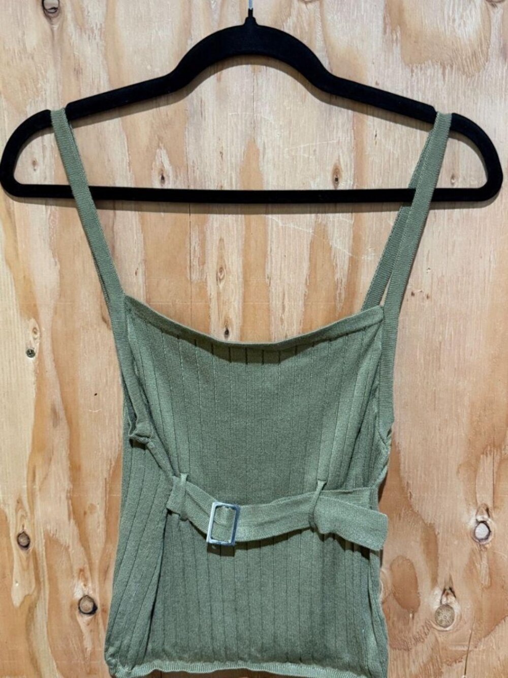 Silence + Noise Olive Green Ribbed Knit Tank Size M